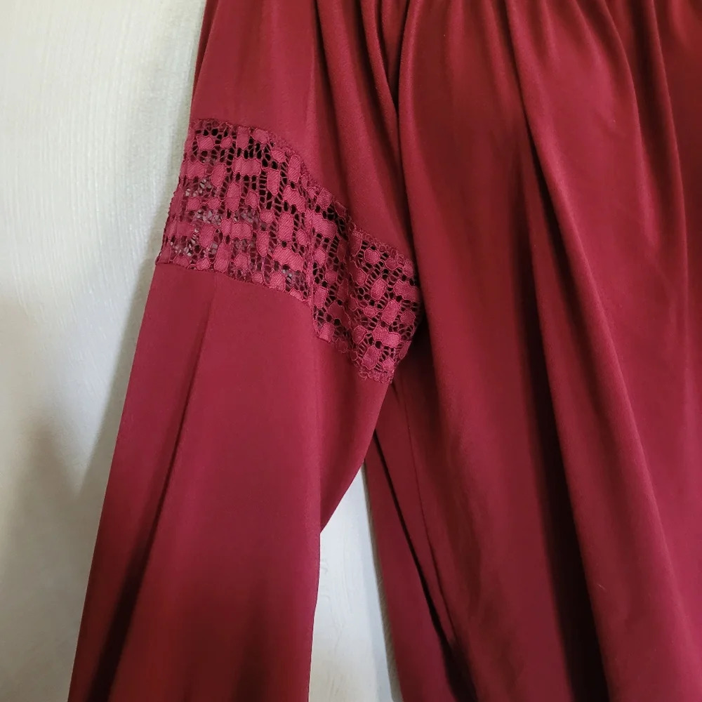 Lane Bryant Wine Colored Boho Peasant Top Size Women's 18/20 - Picture 5 of 10